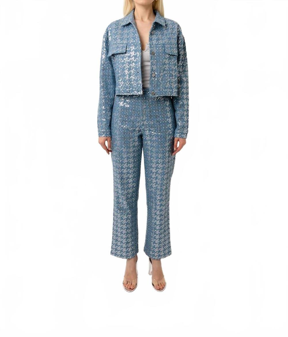 NEW AMYLYNN bambi sequin denim jacket in blue